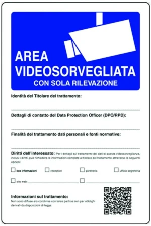 Cartello area videosorvegliata formato a4EAN: 8056477607312 Novità
