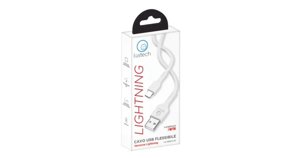 CAVO DA LIGHTNING (APPLE) A USB MT.1 3A FLESSIBILE BIANCO ART.LS-NB07LW A Buon Prezzo