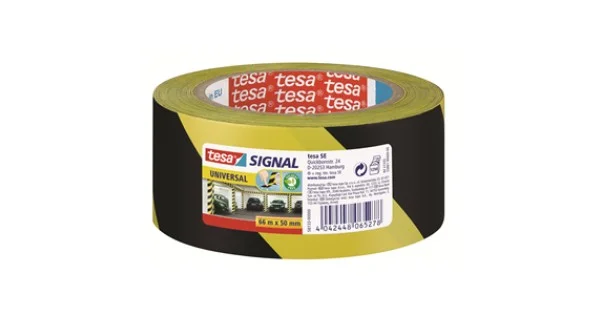 Spedizione Gratuita NASTRO SEGNALETICO ADESIVO MM.50 MT.66 GIALLO/NERO ART.58133