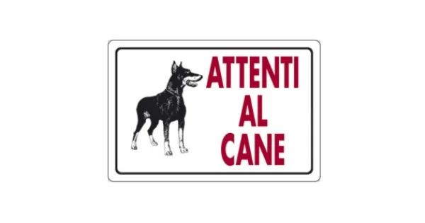 Economico CARTELLO PLAST. MM.300X200 ATTENTI AL CANE (DOBERMANN)