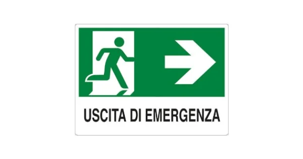 CARTELLO PLAST. MM.300X200 USCITA DI EMERGENZA DX Miglior Prezzo
