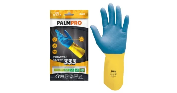 Prezzo Scontato GUANTI LATTICE GOMMA NATURALE FELPATI BICOLORE PALMPRO 333 TG.L ART.MBX