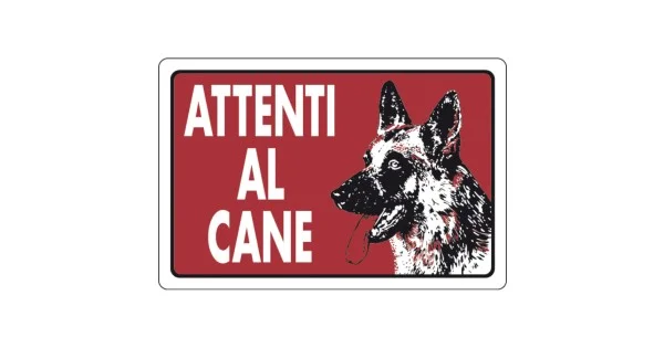 Subito Disponibile CARTELLO ALL. MM.180X120 ATTENTI AL CANE (PASTORE TEDESCO) ART.07800660