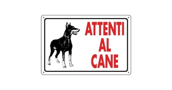 CARTELLO ALL. MM.300X200 ATTENTI AL CANE (DOBERMANN) A Buon Prezzo