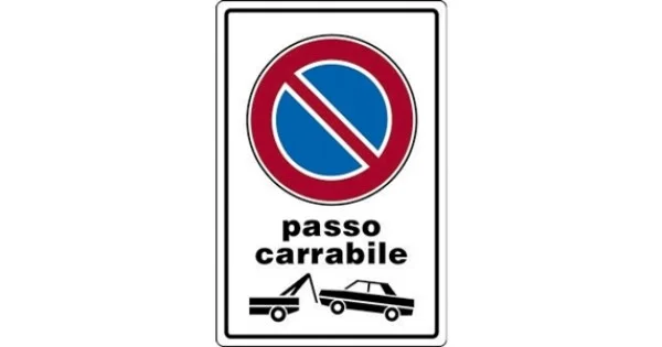 CARTELLO ALL. MM.300X200 PASSO CARRABILE C/FIGURA Consegna Rapida