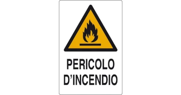 Spedizione Gratuita CARTELLO ALL. MM.300X200 PERICOLO D'INCENDIO
